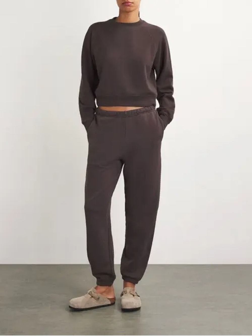 NWOT Skims French Terry Cropped Sweatshirt Brown Size M